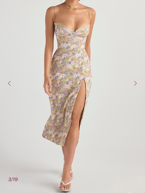 House of CB Dresses & Skirts - HOUSE OF CB Corset Midi Dress Peony Floral Cocktail Wedding Guest Coquette NWT